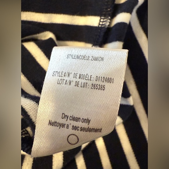 THEORY Bimini Zamion Dress Striped 3/4 Sleeve Mini Navy Blue/ White SIZE:6 - Picture 12 of 12